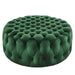 Ottomans Amour Tufted Button Large Round Performance Velvet Ottoman Emerald -Free Shipping at Bohemian Home Decor
