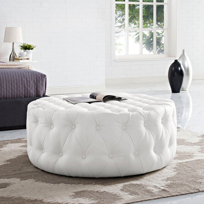 Amour Upholstered Vinyl Ottoman | Bohemian Home Decor