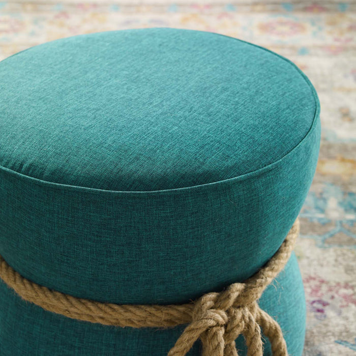 Beat Nautical Rope Upholstered Fabric Ottoman | Bohemian Home Decor