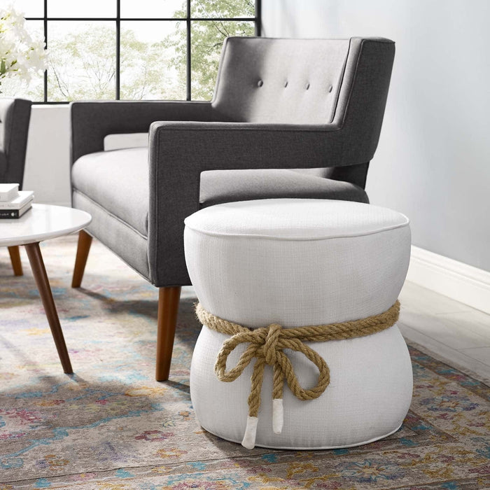 Beat Nautical Rope Upholstered Fabric Ottoman | Bohemian Home Decor