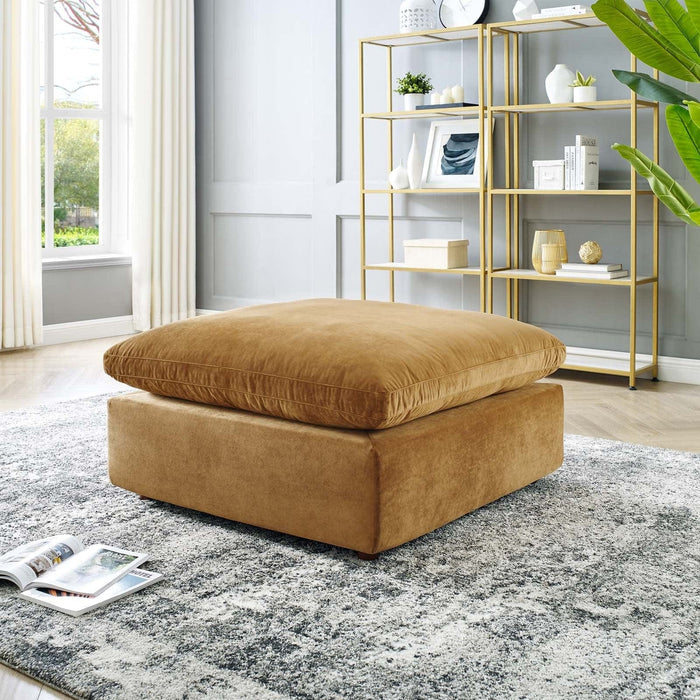 Ottomans Commix Down Filled Overstuffed Performance Velvet Ottoman -Free Shipping by Bohemian Home Decor