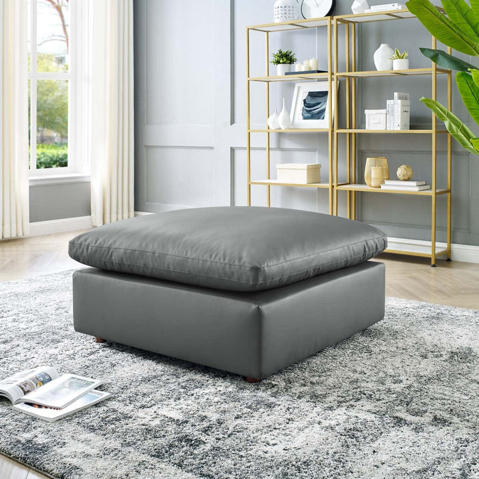 Ottomans Commix Down Filled Overstuffed Vegan Leather Ottoman -Free Shipping at Bohemian Home Decor
