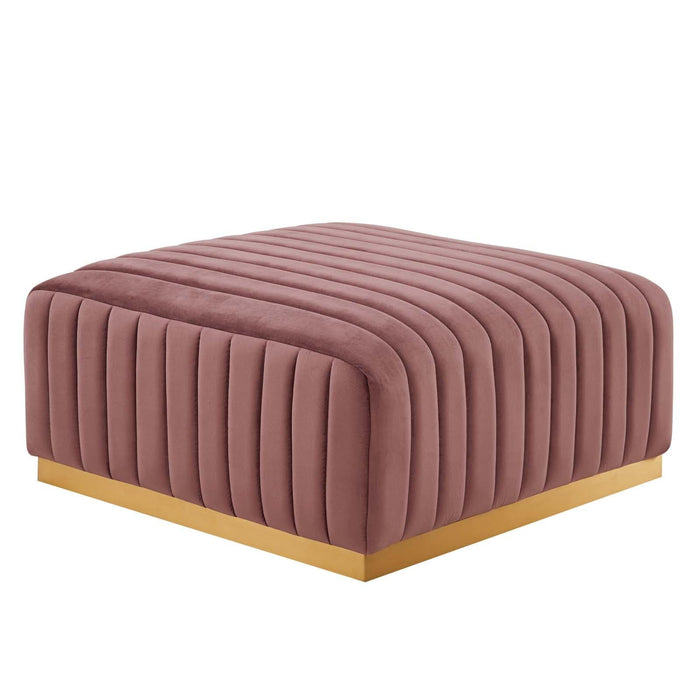 Ottomans Conjure Channel Tufted Performance Velvet Ottoman Gold Dusty Rose -Free Shipping at Bohemian Home Decor