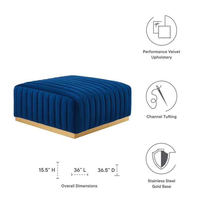 Conjure Channel Tufted Performance Velvet Ottoman | Bohemian Home Decor