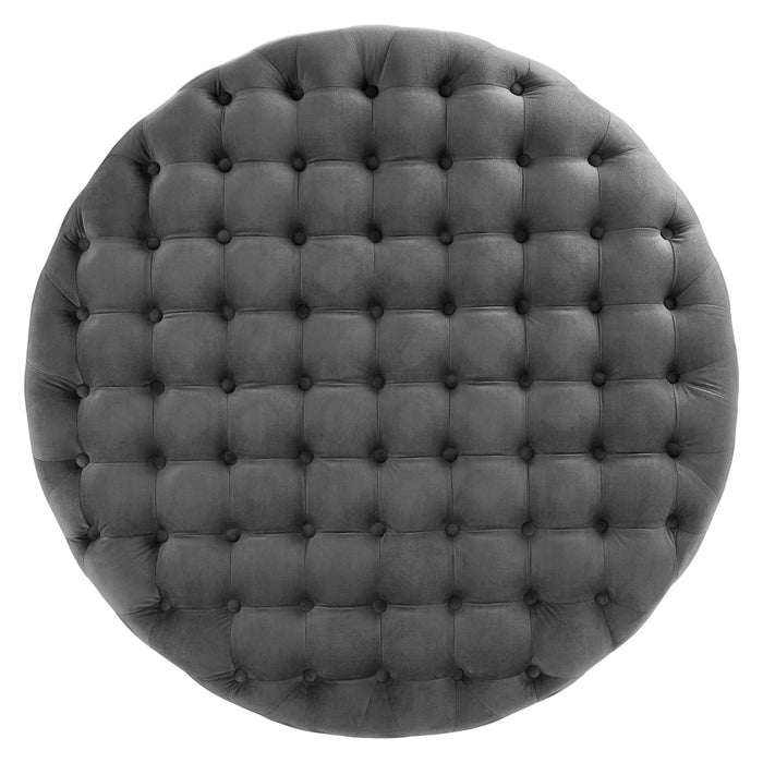 Ottomans Ensconce Tufted Performance Velvet Round Ottoman -Free Shipping at Bohemian Home Decor