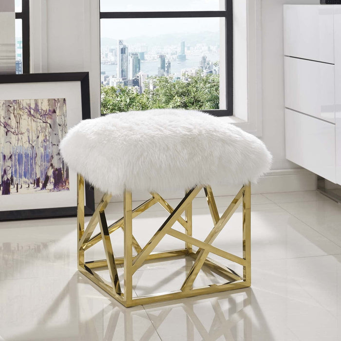 Intersperse Sheepskin Ottoman | Bohemian Home Decor