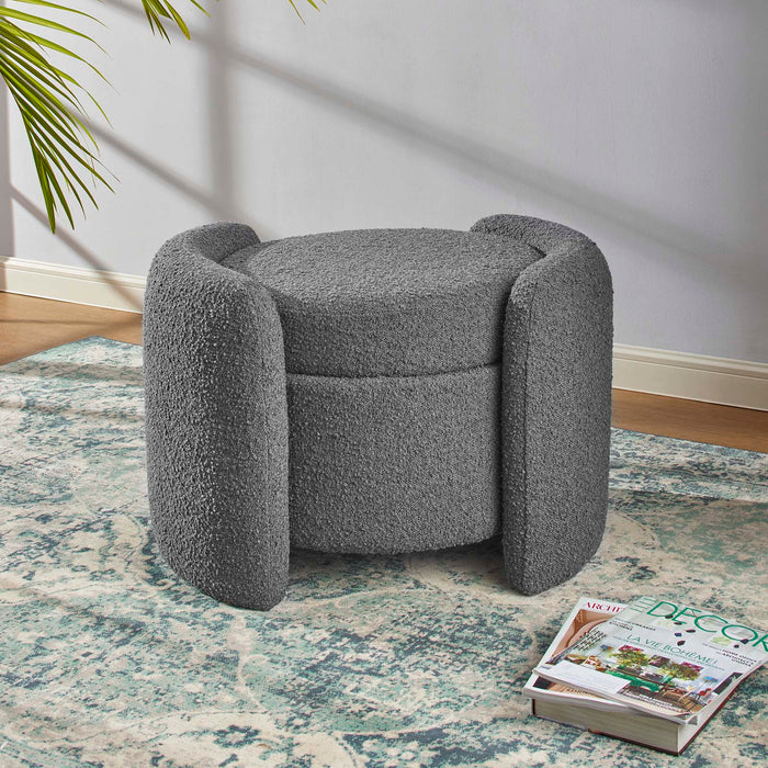 Nebula Boucle Upholstered Ottoman | Bohemian Home Decor