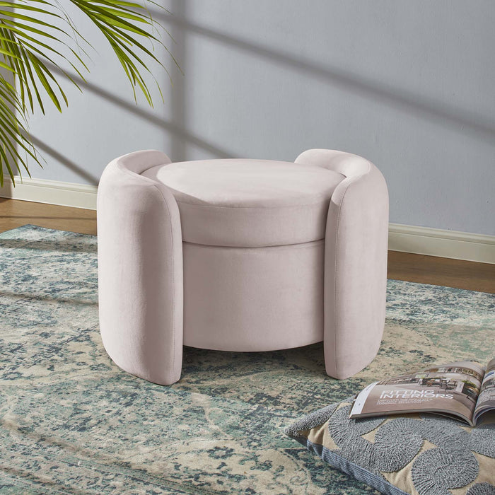 Nebula Upholstered Performance Velvet Ottoman | Bohemian Home Decor