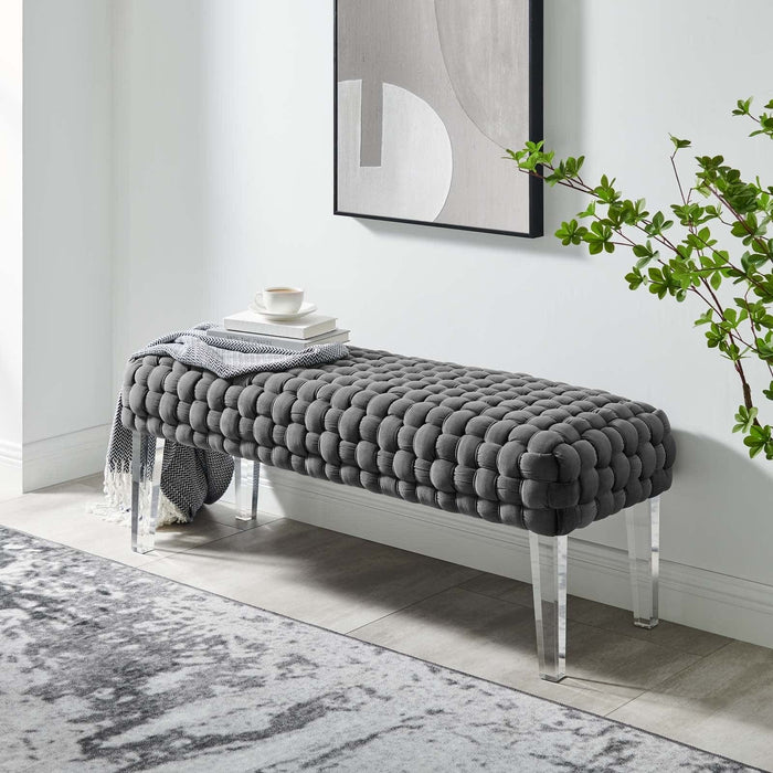 Prologue Woven Performance Velvet Ottoman | Bohemian Home Decor