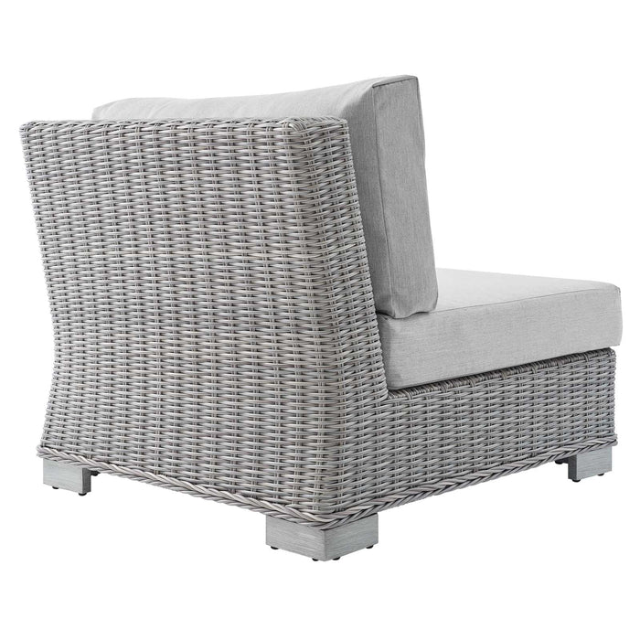 Conway Sunbrella® Outdoor Patio Wicker Rattan Armless Chair | Bohemian Home Decor