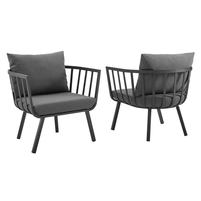 Riverside Outdoor Patio Aluminum Armchair Set of 2 | Bohemian Home Decor