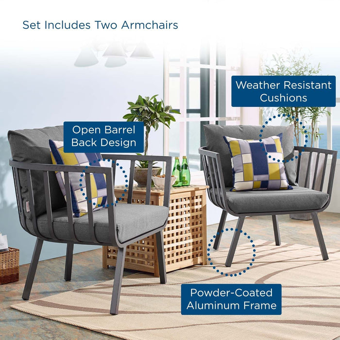 Riverside Outdoor Patio Aluminum Armchair Set of 2 | Bohemian Home Decor