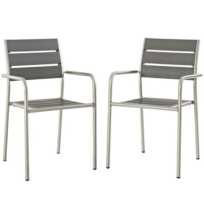 Shore Outdoor Patio Aluminum Dining Rounded Armchair Set of 2 | Bohemian Home Decor