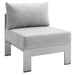 Outdoor Armchair Shore Sunbrella® Fabric Aluminum Outdoor Patio Armless Chair Silver Gray -Free Shipping at Bohemian Home Decor