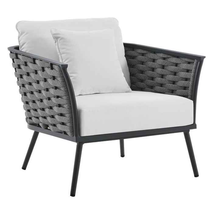 Outdoor Armchair Stance Outdoor Patio Aluminum Armchair Gray White -Free Shipping at Bohemian Home Decor