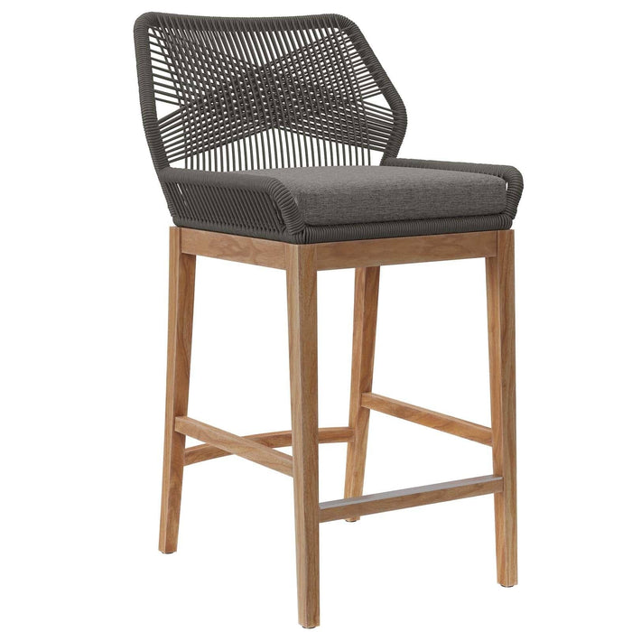 Wellspring Outdoor Patio Teak Wood Bar Stool | Bohemian Home Decor