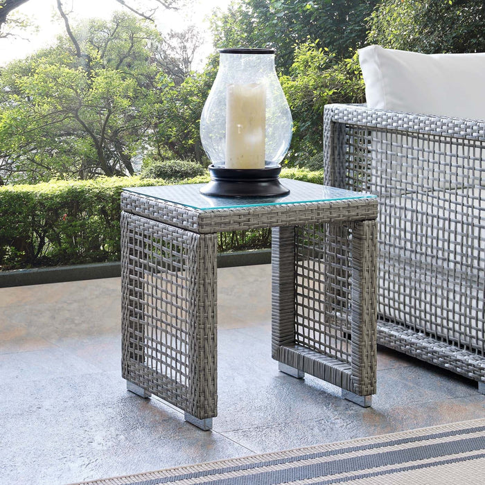 Aura Outdoor Patio Wicker Rattan Side Table | Bohemian Home Decor