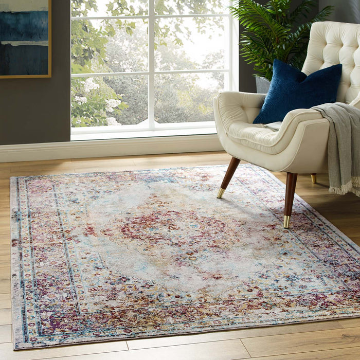 Success Merritt Transitional Distressed Floral Persian Medallion Area Rug | Bohemian Home Decor