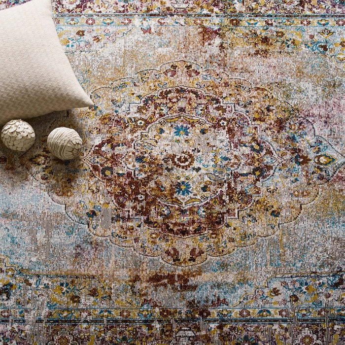 Success Merritt Transitional Distressed Floral Persian Medallion Area Rug | Bohemian Home Decor