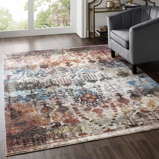 Rugs Success Tahira Transitional Distressed Vintage Floral Moroccan Trellis Area Rug Multicolored / 4 x 6 -Free Shipping at Bohemian Home Decor