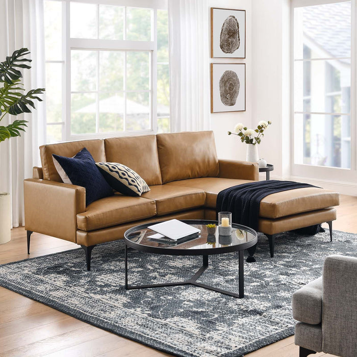 Evermore Right-Facing Vegan Leather Sectional Sofa | Bohemian Home Decor