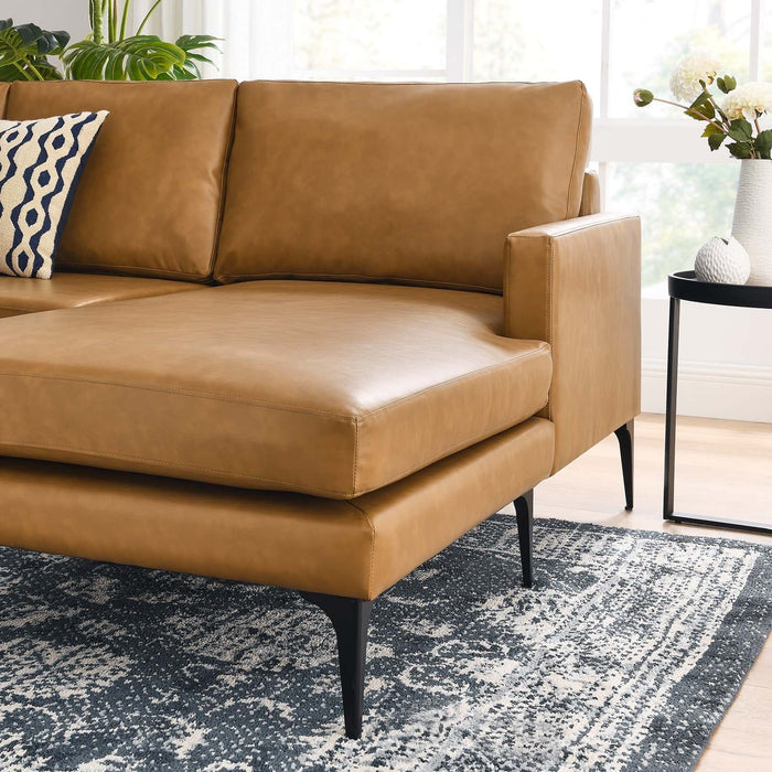Evermore Right-Facing Vegan Leather Sectional Sofa | Bohemian Home Decor