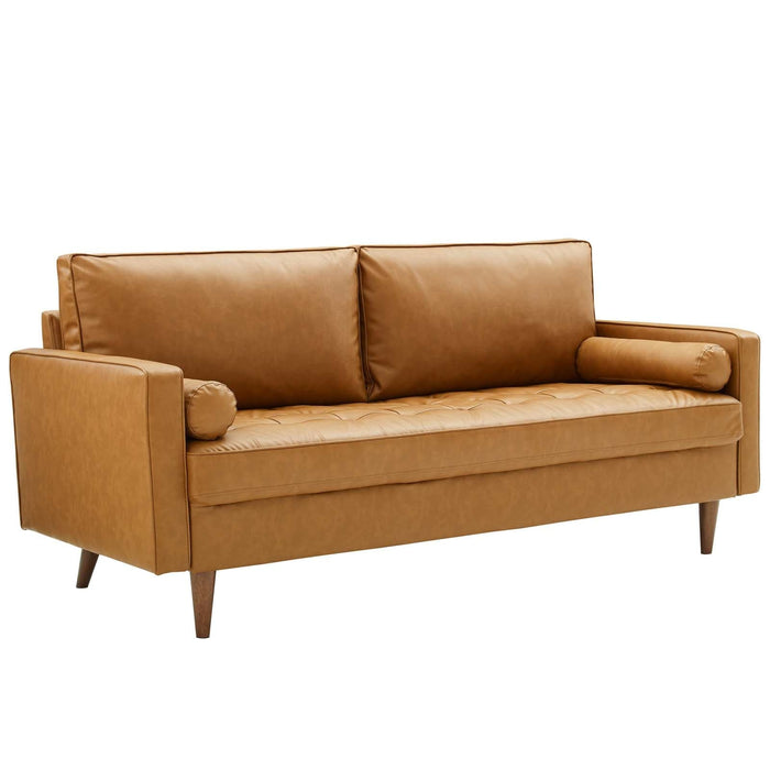 Valour Upholstered Faux Leather Sofa | Bohemian Home Decor