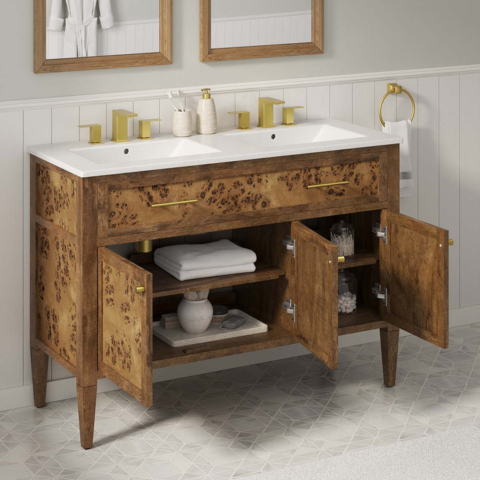 Elysian 48" Wood Double Sink Bathroom Vanity