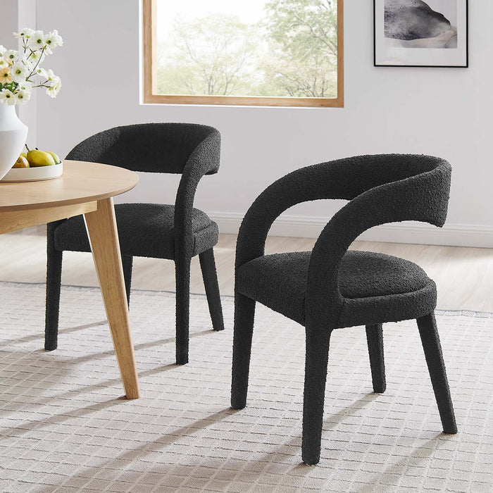 Pinnacle Boucle Upholstered Dining Chair Set of Two