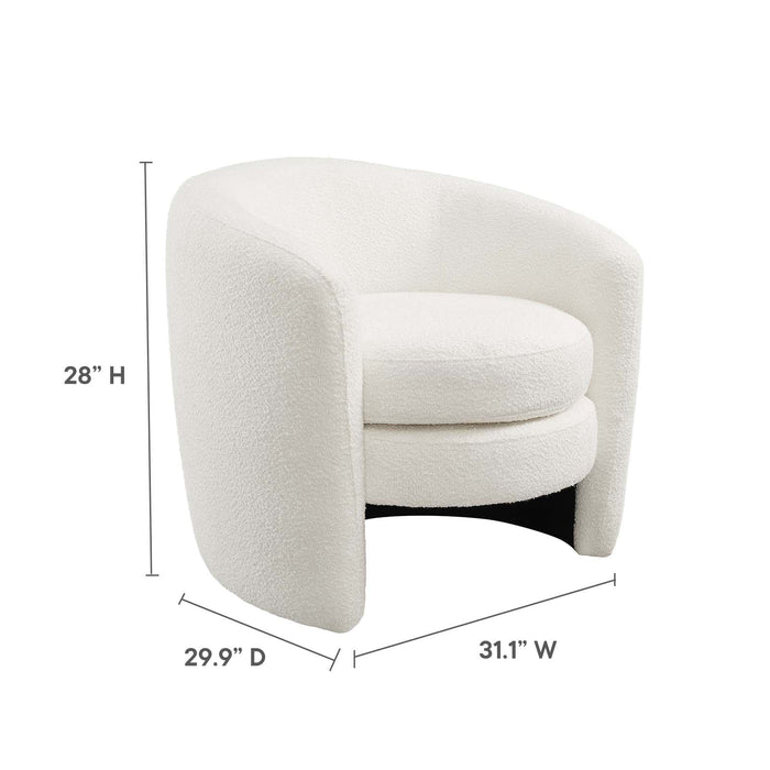Affinity Upholstered Boucle Fabric Curved Back Armchair