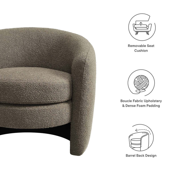 Affinity Upholstered Boucle Fabric Curved Back Armchair