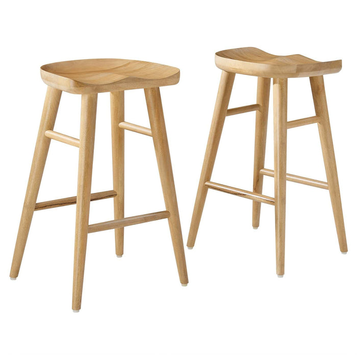 Saville Backless Wood Counter Stools - Set of 2