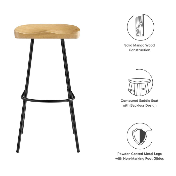 Concord Backless Wood Bar Stools - Set of 2