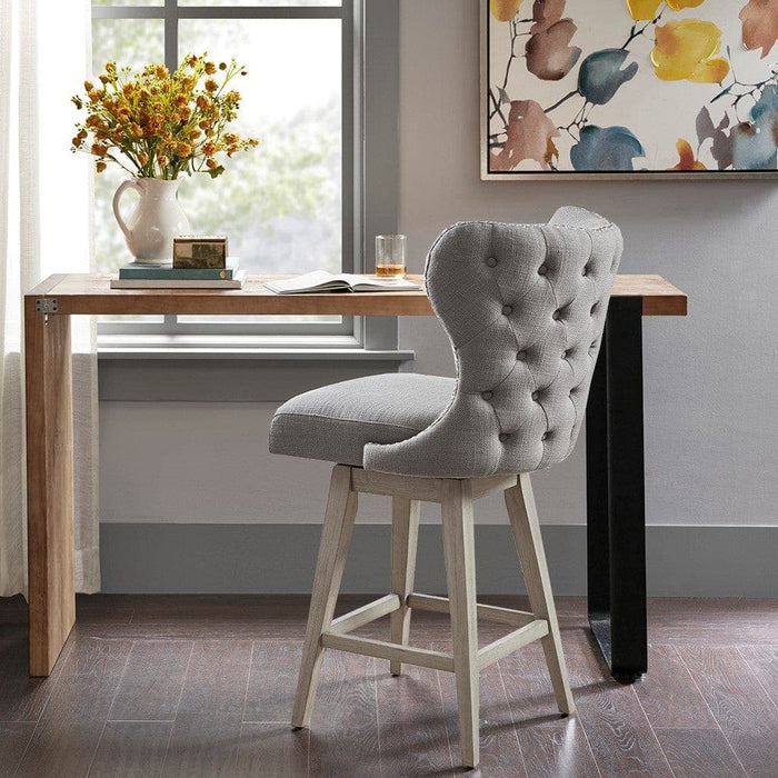 Hancock High Wingback Button Tufted Upholstered 27" Swivel Counter Stool with Nailhead Accent | Bohemian Home Decor