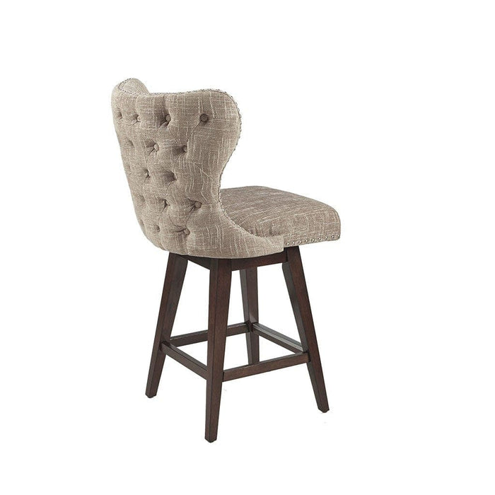 Hancock High Wingback Button Tufted Upholstered 27" Swivel Counter Stool with Nailhead Accent | Bohemian Home Decor