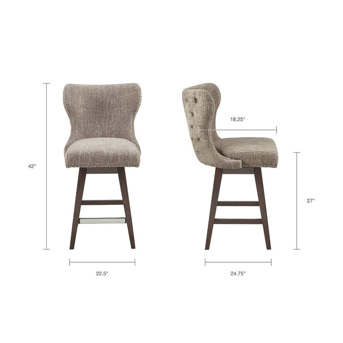 Hancock High Wingback Button Tufted Upholstered 27" Swivel Counter Stool with Nailhead Accent | Bohemian Home Decor