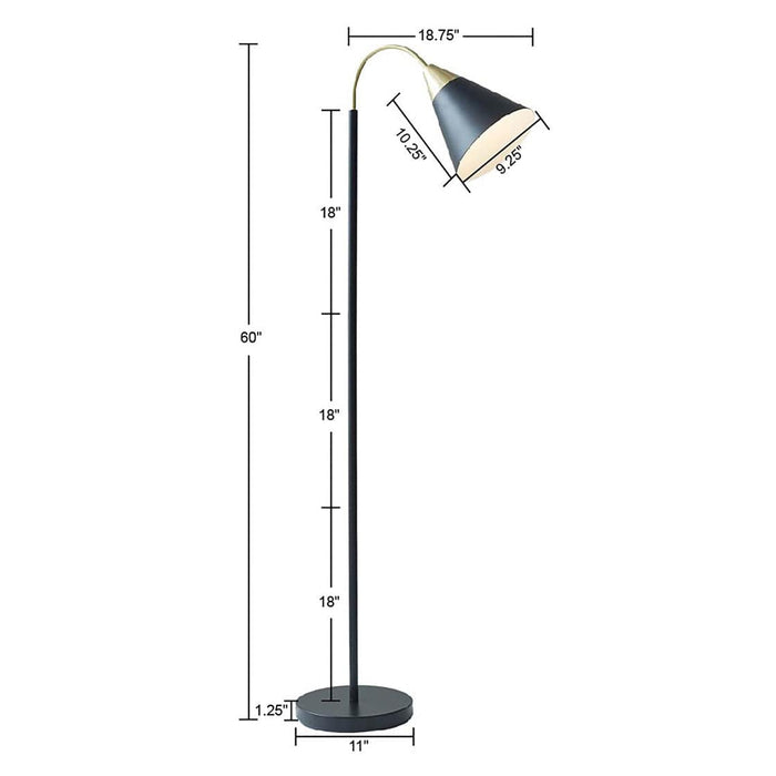 Floor Lamp Beacon Arched Metal Floor Lamp with Chimney Shade Matte Black -Free Shipping by Bohemian Home Decor