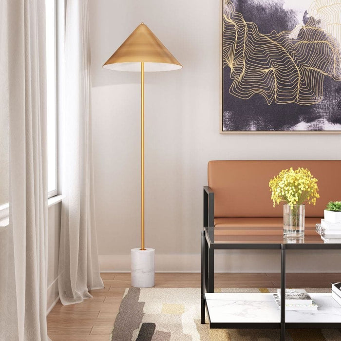 Bianca Floor Lamp Brass & White | Bohemian Home Decor