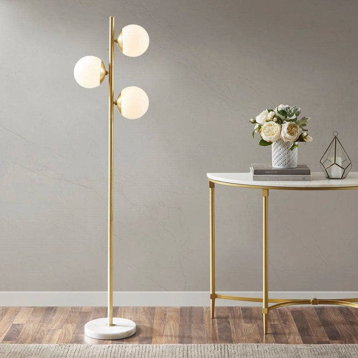 Holloway 3-Globe Light Floor Lamp with Marble Base | Bohemian Home Decor