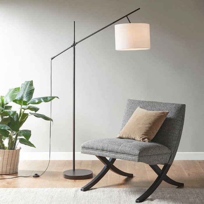 Keller Adjustable Arched Floor Lamp with Drum Shade | Bohemian Home Decor