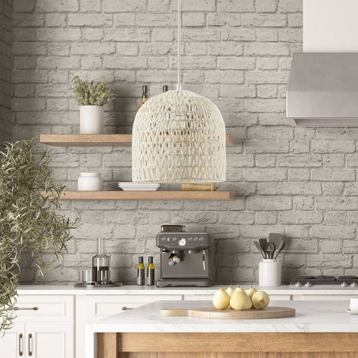 Pendant Light Asher Bell Shaped Rope Pendant White -Free Shipping by Bohemian Home Decor