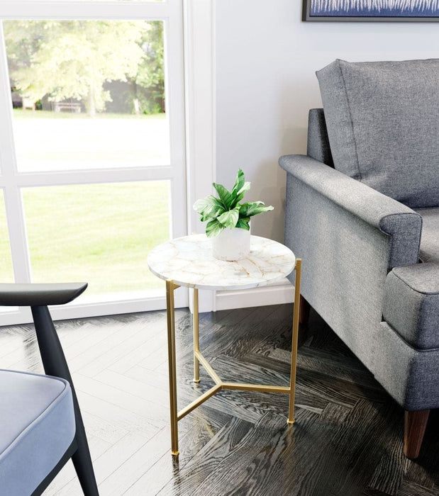 Haru Side Table White & Gold | Bohemian Home Decor