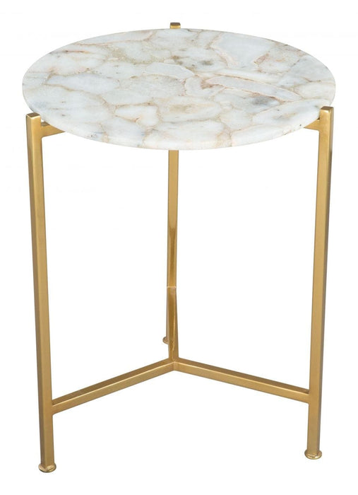 Side Table Haru Side Table White & Gold White, Gold -Free Shipping by Bohemian Home Decor