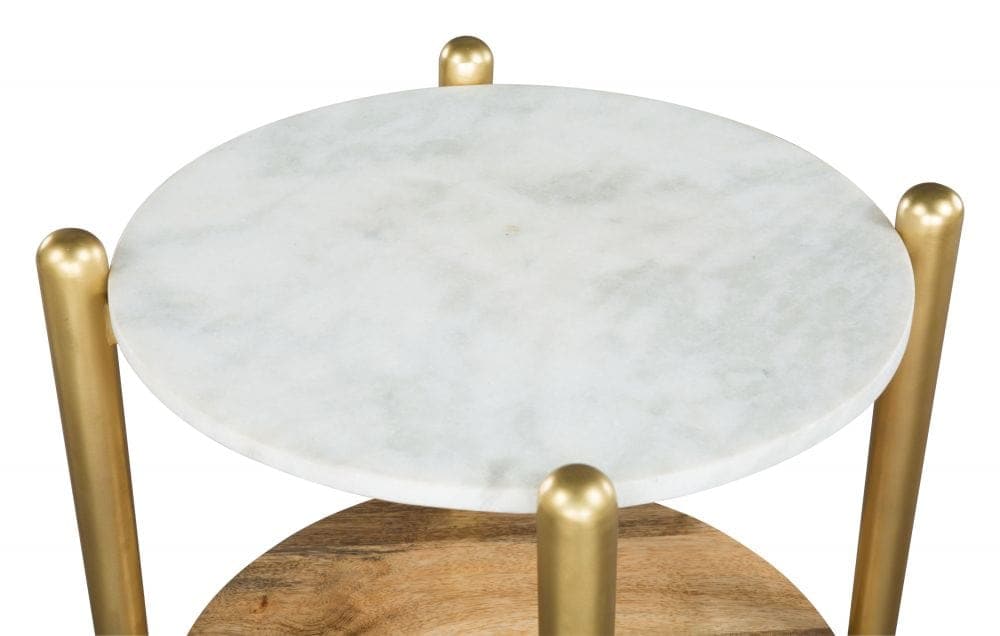 Side Table Mina Marble Side Table White & Gold White, Brown, Gold -Free Shipping by Bohemian Home Decor