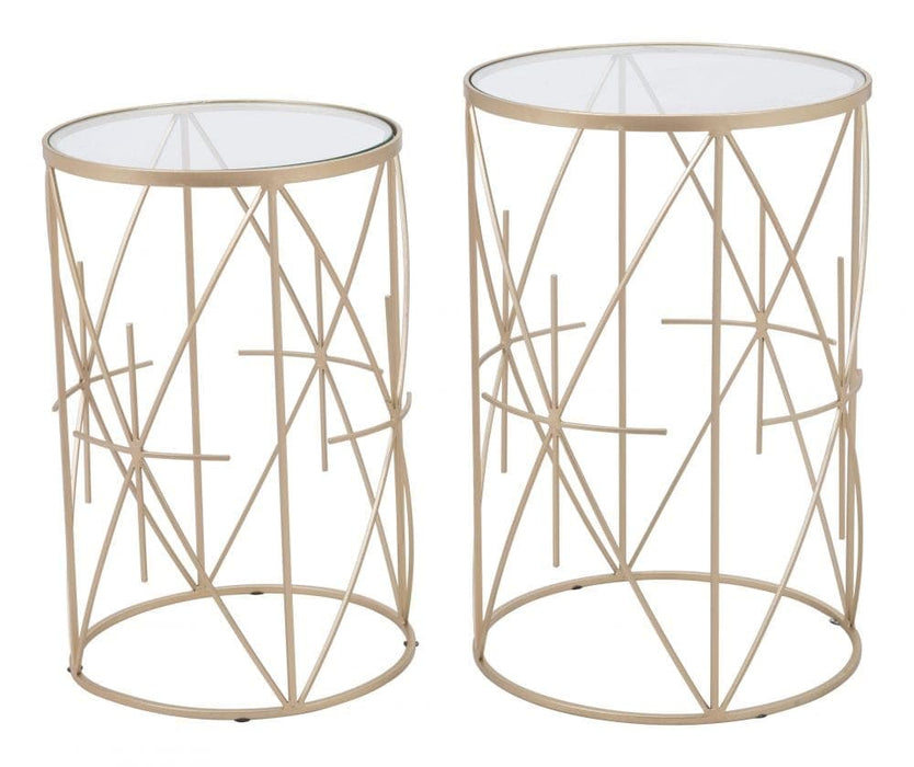 Set of 2 Hadrian Side Tables Gold | Bohemian Home Decor