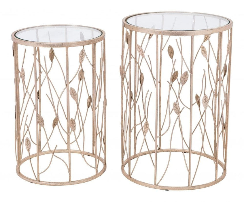 Set of 2 Sage Side Tables Gold | Bohemian Home Decor