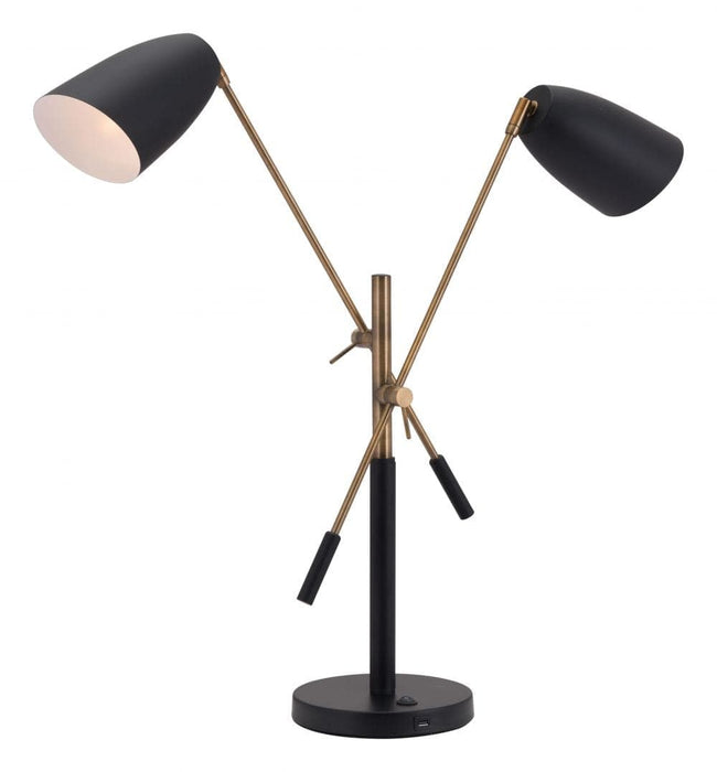 Tanner Table Lamp Black & Brass | Bohemian Home Decor