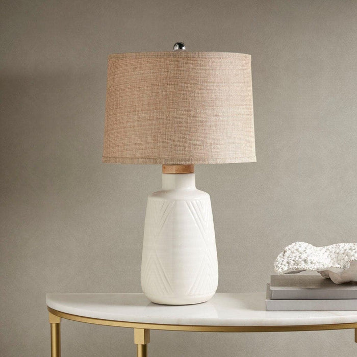 Tate Boho Textured Ceramic Table Lamp | Bohemian Home Decor